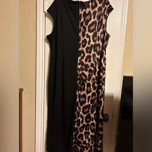 Animal print and black plus size dress